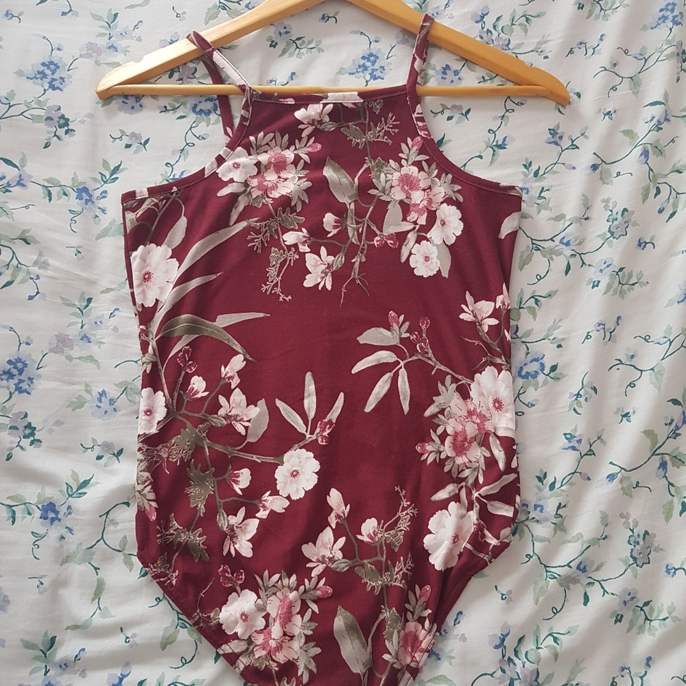 Maroon camisole bodysuit